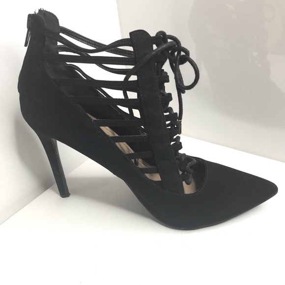 Anne Michelle Lace Up Open Toe Heel